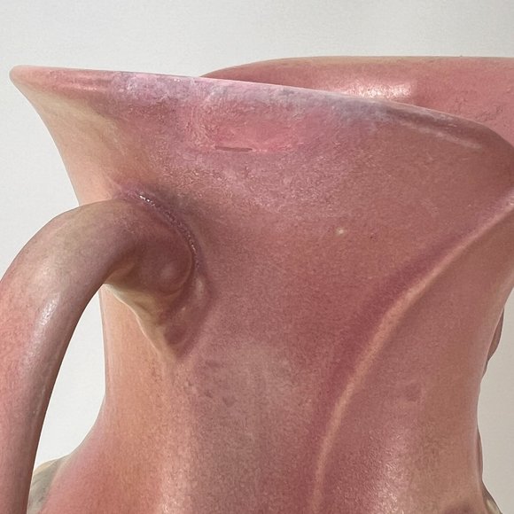 Vtg Hull Art Vase Magnolia Double Handle Ceramic Multicolor Pastel Matte 40s - Picture 8 of 16